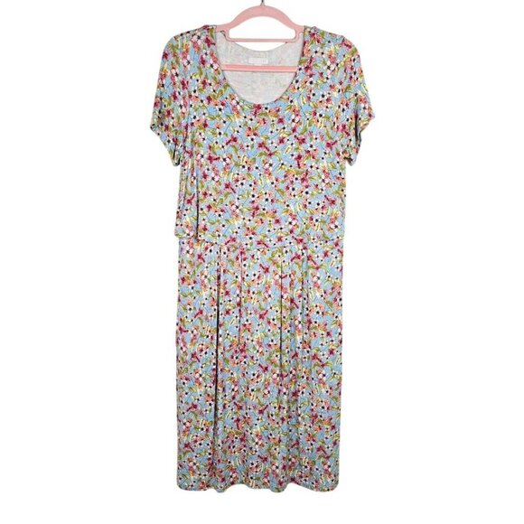 J. Jill Dresses & Skirts - J. JILL Floral Dress BLUE PINK & GREEN size XS Layered Pockets Cottagecore Cute